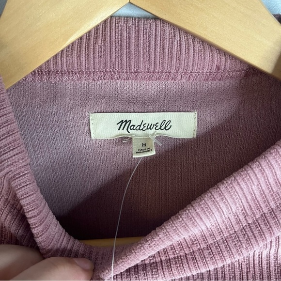 Madewell Striped Jacquard Funnelneck Rosewood Pink Long Sleeve Top Size M NWT - Picture 8 of 16